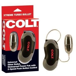 Классическая вибропуля «Extreme Turbo Bullet» из серии Colt от компании California Exotic Novelties, цвет серебристый, SE-6896-03-3, бренд CalExotics, из материала пластик АБС, длина 5.7 см.