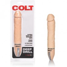 Анальный вибратор-реалистик «Deep Drill - Black» из серии Colt от компании California Exotic Novelties, цвет черный, SE-6909-03-2, бренд CalExotics, из материала киберсиликон, длина 20.3 см.