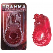 Гелевое эрекционное кольцо «Brahma» с клиторальным стимулятором от компании Gopaldas, цвет красный, 05-258MRD BCD GP, из материала TPE