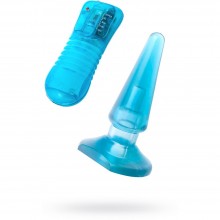 Анальная пробка с встраиваемой вибропулькой от компании ToyFa, цвет голубой, 881301, длина 10 см.