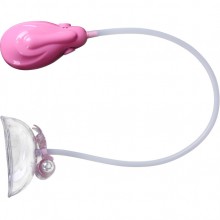 Автоматическая помпа для клитора и малых половых губ с вибрацией «Resonating Automatic Clitoral Pump» от компании Baile, цвет розовый, BI-014096, из материала пластик АБС, длина 10 см., со скидкой