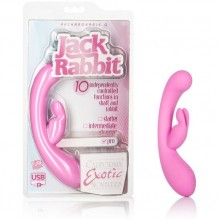 Перезаряжаемый вагинальный вибратор «Rechargeable G Jack Rabbit» от компании California Exotic Novelties, цвет розовый, SE-0611-80-2, бренд CalExotics, из материала силикон, длина 16.5 см.