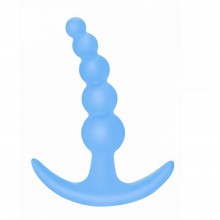 Анальная пробка ребристой формы «Bubbles Anal Plug» из серии First Time от компании Lola Toys, цвет голубой, 5001-02lola, бренд Lola Games, длина 11.5 см., со скидкой