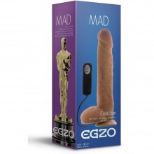 Реалистичный вагинальный вибратор на присоске «Mad Oscar» от компании Egzo, цвет телесный, DVR005, из материала CyberSkin, длина 24 см., со скидкой