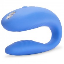Вибромассажер для пар «Match» изогнутой формы от компании We-Vibe, цвет голубой, SNATSG5, из материала Силикон, длина 7.7 см.