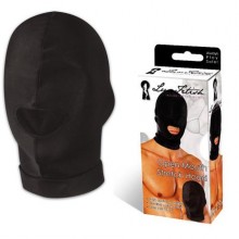Эластичная маска на голову с прорезью для рта от компании Lux Fetish, цвет черный, размер OS, LF6007, из материала полиэстер, One Size (Р 42-48), со скидкой