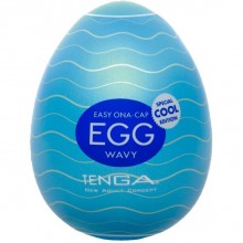 Мастурбатор-яйцо с охлаждающей смазкой «COOL EGG» от компании Tenga, цвет голубой, EGG-001C, цвет синий, длина 7 см.
