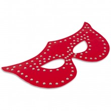 Таинственная красная маска с заклепками от компании Пикантные Штучки, цвет красный, размер OS, DP028, из материала искусственная кожа, длина 28 см.