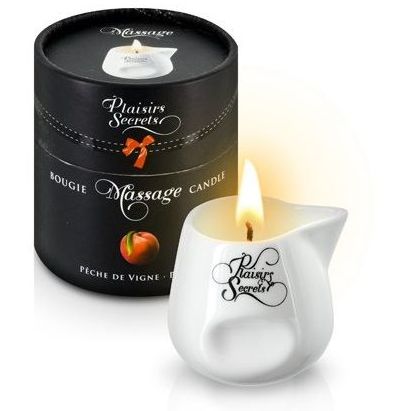 Массажная свеча с ароматом персика «Bougie Massage Gourmande Peche», 80 мл, Plaisir Secret 826019, из материала масляная основа, 80 мл., со скидкой