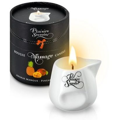 Массажная свеча с ароматом манго и ананаса «Bougie de Massage Ananas Mangue», 80 мл, Plaisirs Secrets 26033, бренд Plaisir Secret, из материала масляная основа, 80 мл., со скидкой