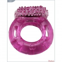 Эрекционное кольцо с виброэлементом и пупырышками, бренд Eroticon, диаметр 2 см., со скидкой