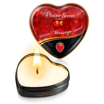 Массажная свеча с ароматом клубники «Bougie Massage Candle» от компании Plaisirs Secrets, объем 35 мл, 826064, из материала Масляная основа, 35 мл., со скидкой