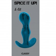 Анальный стимулятор анатомической формы с гибким ограничителем «Classy Dark Aquamarine» из коллекции Spice It Up от Lola Toys, цвет голубой, 8013-03lola, из материала силикон, длина 9.5 см., со скидкой