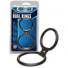 Двойное эрекционное кольцо «Dual Rings Black» от компании Dream Toys, цвет черный, 20025, диаметр 5 см., со скидкой