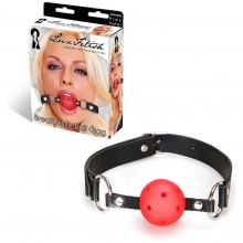 Кляп-шарик на ремне с возможностью дышать от компании Lux Fetish, цвет красный, размер OS, LF4019, из материала полиуретан, диаметр 4.5 см., со скидкой