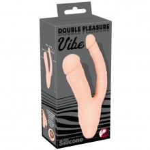 Анально-вагинальный двойной вибромассажер «Double Pleasure Vibe» от компании You 2 Toys, цвет телесный, 5929860000, из материала силикон, длина 21 см.