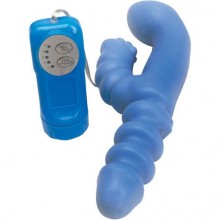 Двойной многоскоростной вибратор с пультом от компании Dream Toys, цвет голубой, 20218, из материала TPR, цвет синий, длина 18 см., со скидкой