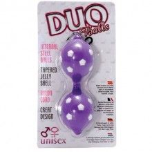 Классические вагинальные шарики «Duo Balls» от компании Gopaldas, цвет фиолетовый, 05-128, из материала TPR, длина 4 см., со скидкой