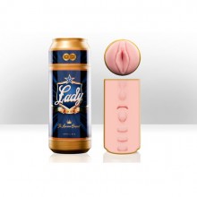 Необычный мастурбатор-вагина в банке «Sex In a Can Lady Lager» от компании Fleshlight, цвет телесный, FL793, из материала Super Skin, длина 20 см.