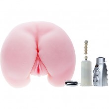 Вибрирующий мастурбатор-попка с ротацией и пультом управления «Realistic Vagina and Ass» от компании Baile, цвет телесный, BM-009023X, длина 22 см.