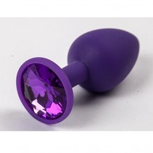 Силиконовая анальная пробка с фиолетовым стразом от компании Luxurious Tail, цвет фиолетовый, 47116, коллекция Anal Jewelry Plug, длина 7.1 см., со скидкой