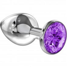 Металлическая анальная пробка «Diamond Purple Sparkle Large» с фиолетовым кристаллом от компании Lola Toys, цвет серебристый, 4010-05Lola, бренд Lola Games, длина 8 см., со скидкой