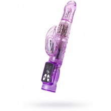 Полупрозрачный вагинальный вибратор «High-Tech Fantasy» с клиторальным лепестком от компании ToyFa, цвет фиолетовый, 761034, из материала TPE, длина 21 см., со скидкой