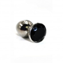 Анальная пробка из металла с черным кристаллом от компании Kankule, цвет серебристый, KL-AL059M, бренд Kanikule, коллекция Anal Jewelry Plug, длина 8 см., со скидкой