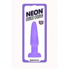 Анальная пробка «Neon Butt Plug - Purple» от компании PipeDream, цвет фиолетовый, PD1425-12, из материала ПВХ, со скидкой