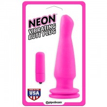 Вибромассажер «Neon Vibrating Butt Plug» эргономичной формы от компании PipeDream, цвет розовый, PD1426-11