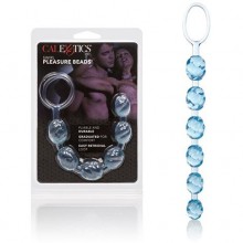 Анальная цепочка с кольцом «Swirl Pleasure Beads» от компании California Exotic Novelties, цвет голубой, SE-1315-12-2, бренд CalExotics, длина 20 см., со скидкой