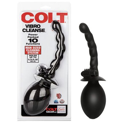Анальный душ «Vibro Cleanse» с вибрацией из серии Colt Gear от California Exotic Novelties, цвет черный, SE-6874-30-2, бренд CalExotics, из материала TPR, со скидкой