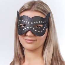 Кожаная маска с клепками и прорезями для глаз, цвет черный, размер OS, СК-Визит 3087-1, со скидкой