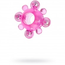 Эрекционное кольцо c бусинками от компании ToyFa, цвет розовый, 888004, длина 3.3 см., со скидкой