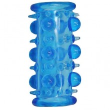 Гелевая насадка с шипами и шишечками «Lust Cluster» от компании Dream Toys, цвет голубой, 310009, длина 7 см., со скидкой