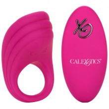 Эрекционное виброкольцо из силикона премиум класса «Silicone Remote Pleasure Ring» с пультом управления, California Exotic Novelties SE-0077-70-3, бренд CalExotics, цвет розовый, длина 7.5 см.