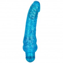 Ребристый изогнутый вибратор для женщин «Sparkle Glitter Jack-Blue», цвет голубой, California Exotic Novelties SE-0795-10-2, из материала ПВХ
