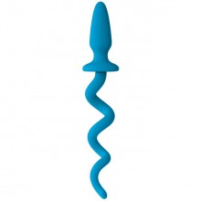 Анальный плаг с хвостом-спиралью «Oinkz» от компании NS Novelties, цвет голубой, NSN-0511-47, длина 30 см., со скидкой