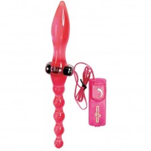 Двухсторонний анальный стимулятор «Sex Squid Diuble-Ender» с вибрацией от компании Gopaldas, цвет розовый, 2K299VCPR BCD GP, длина 31 см., со скидкой