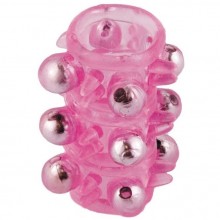 Гелевая насадка c шариками «Pleasure Sleeve» от компании ToyFa, цвет розовый, 888002, длина 5 см., со скидкой