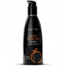 Лубрикант с ароматом спелого персика «Aqua Sweet Peach» от компании Wicked, объем 60 мл, 90382, из материала водная основа, 60 мл., со скидкой