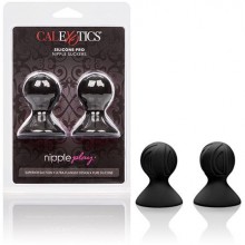Насадки-присоски на соски «Nipple Play Silicone Pro Nipple Suckers» от компании California Exotic Novelties, цвет черный, SE-2644-70-2, бренд CalExotics, длина 5 см., со скидкой