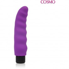 Вагинальный вибратор с рельефом и ребрышками от компании Cosmo, цвет фиолетовый, BIOCSM-23092, бренд Bior Toys, из материала силикон, длина 14 см., со скидкой