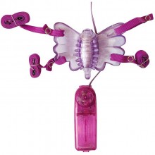 Вибробабочка на ремешках от компании Erowoman-Eroman, цвет розовый, BIOEE-10202, бренд Bior Toys, цвет фиолетовый, длина 7 см.
