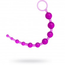 Анальная цепочка классической формы с кольцом, цвет фиолетовый, ToyFa 881302-4, из материала пластик АБС, длина 25 см., со скидкой