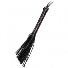 Классическая многохвостая плеть с петлей и украшенной фиолетовой рукоятью «Blaze Whip», цвет черный, Dream Toys 21272, из материала полиуретан, со скидкой