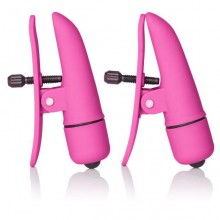 Зажимы на соски с вибрацией «Nipple Play Nipplettes», цвет розовый, California Exotic Novelties SE-2589-04-2, бренд CalExotics, из материала пластик АБС, длина 7 см., со скидкой
