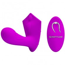 Вибровставка в трускики с вагинальной пробкой с дистанционным управлением Pretty Love «Willie», цвет фиолетовый, BI-014583W, длина 9.7 см., со скидкой