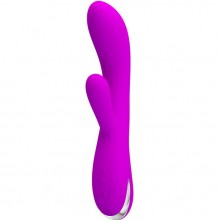 Вагинальный вибратор для точки G с клиторальным стимулятором и функцией нагрева Pretty Love «Wilbur», цвет фиолетовый, Baile BI-014588, длина 20.5 см., со скидкой