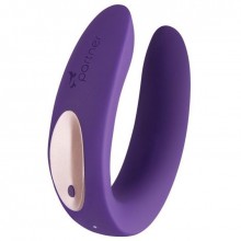 Перезаряжаемый вибратор для пар «Partner Toy Plus», цвет фиолетовый, Satisfyer J2008-3, из материала силикон, длина 9 см., со скидкой